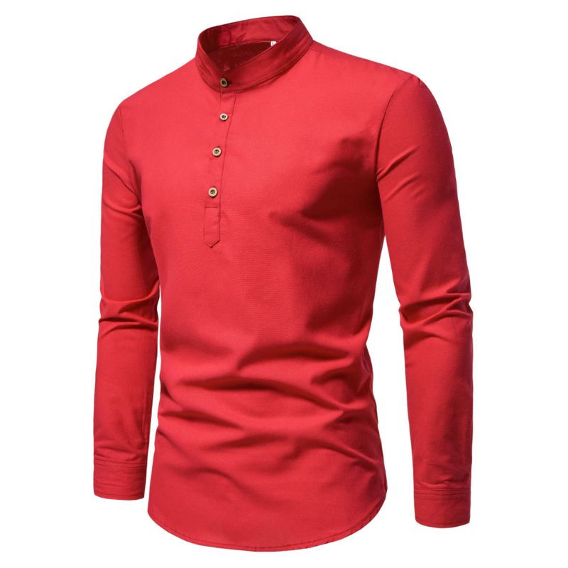 Polo de coupe col Mao à manches longues