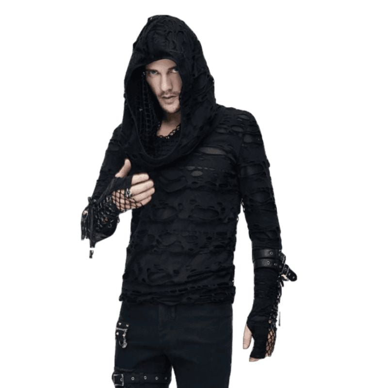Pull gothique à capuche pour homme