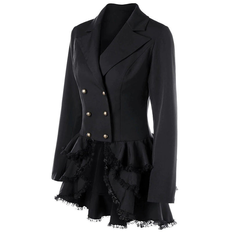 Redingote noire féminine style veste