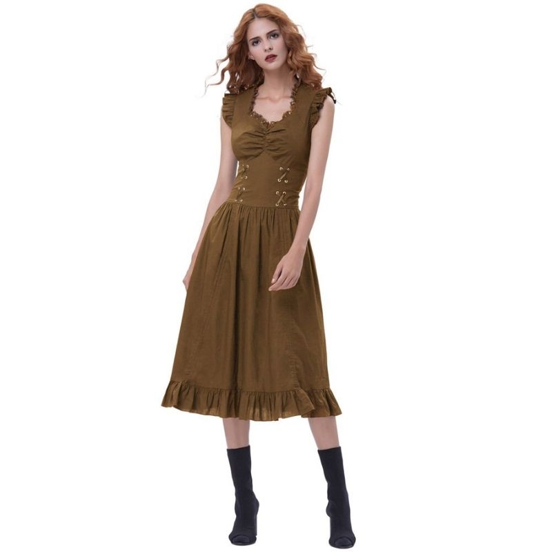 Robe longue marron steampunk