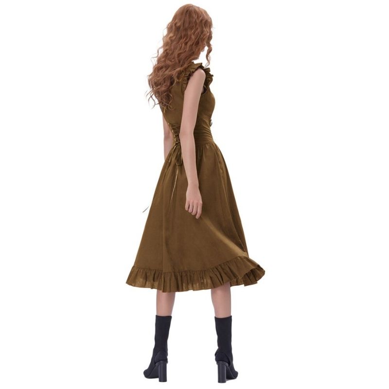 Robe steampunk marron au format long