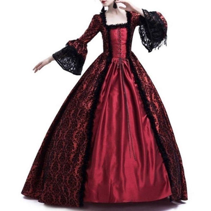 Robe victorienne rouge de style steampunk