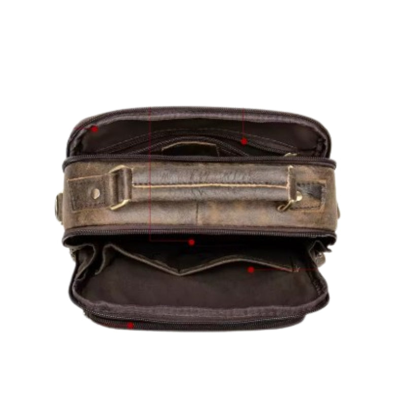 Sac vintage pour homme en cuir avec bandoulière