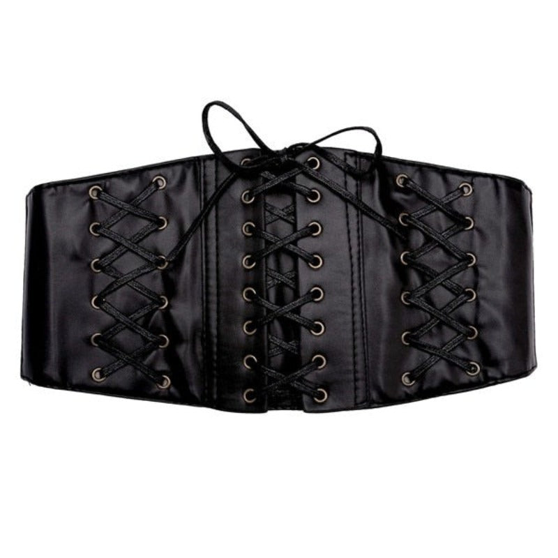 Serre-taille en simili PU façon ceinture steampunk