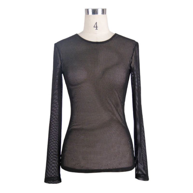 T-shirt féminin en maille transparente