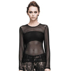 T-shirt transparent en maille pour femme