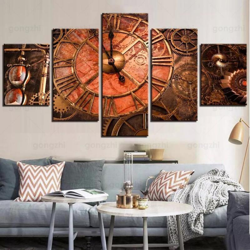 Tableau avec horloge au style steampunk