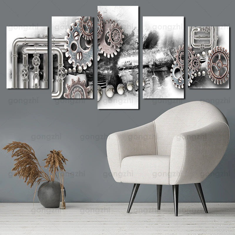 Tableau industriel steampunk avec engrenage