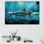 Tableau steampunk représentant un sous-marin