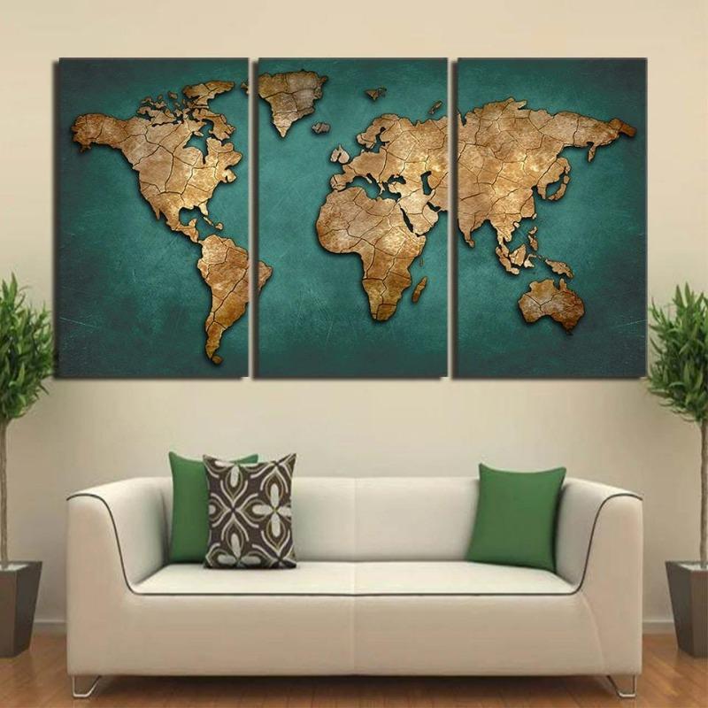 Tableau vintage représentant une carte du monde