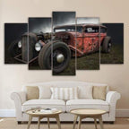 Tableau vintage représentant une voiture