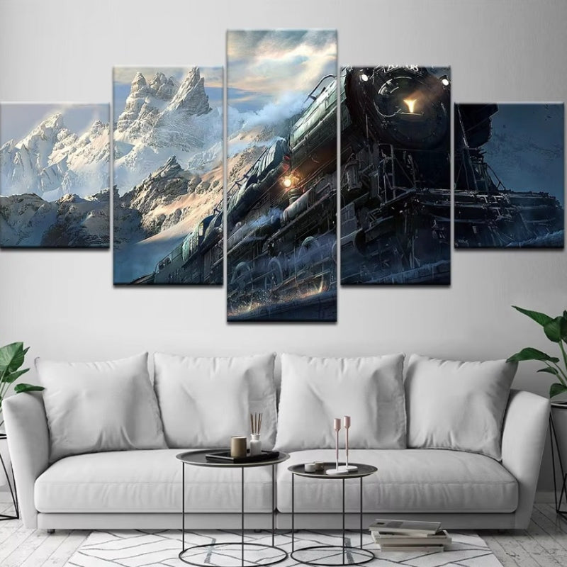 Train à vapeur steampunk en tableau