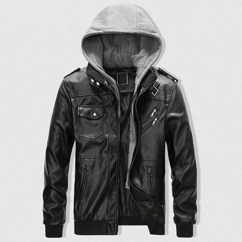 Veste à capuche homme en simili PU