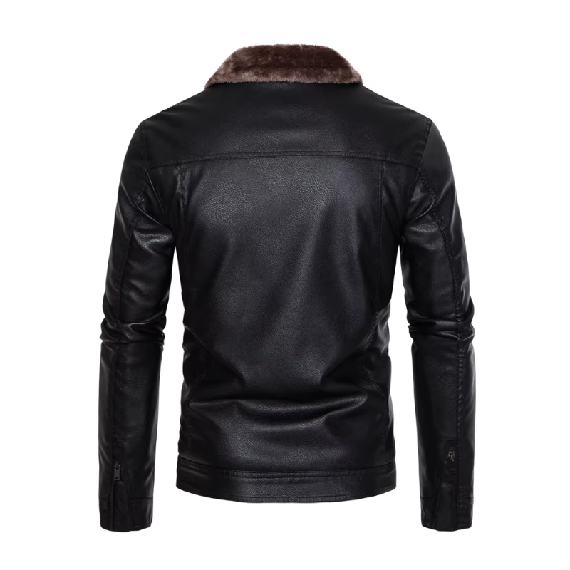 Veste à col fourrure pour homme style aviateur