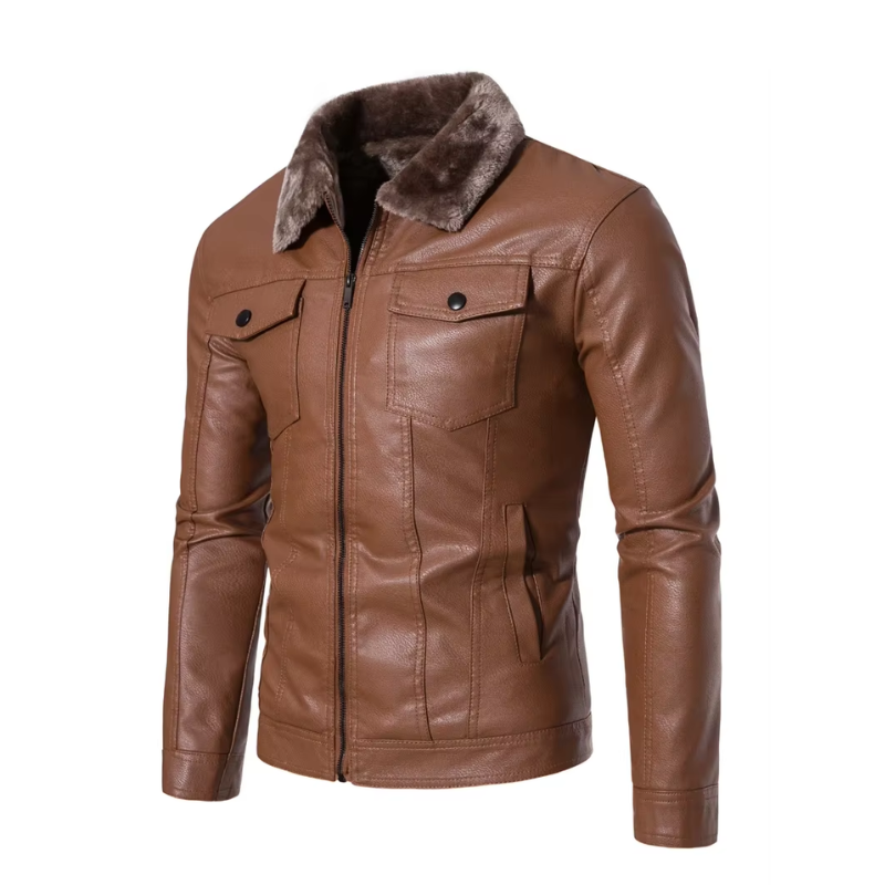 Veste aviateur pour homme à col en fourrure