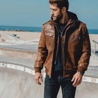 Veste blouson en cuir style steampunk