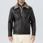 Veste d'aviateur masculine à col fourrure