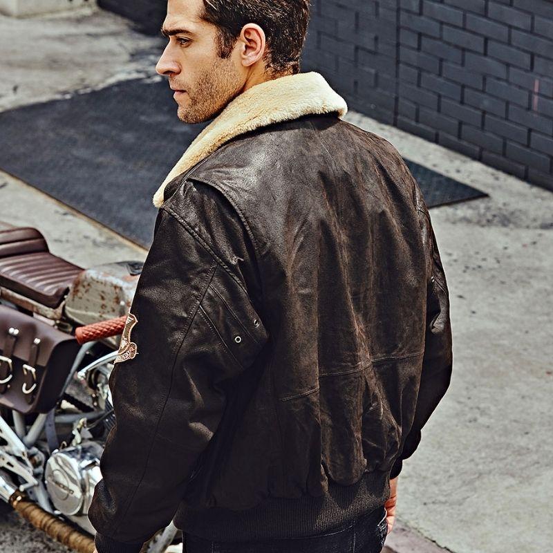 Veste d’aviateur en cuir style steampunk