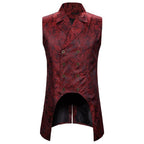 Veste de costume gothique rouge sans manches pour homme