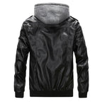 Veste en simili PU à capuche pour homme