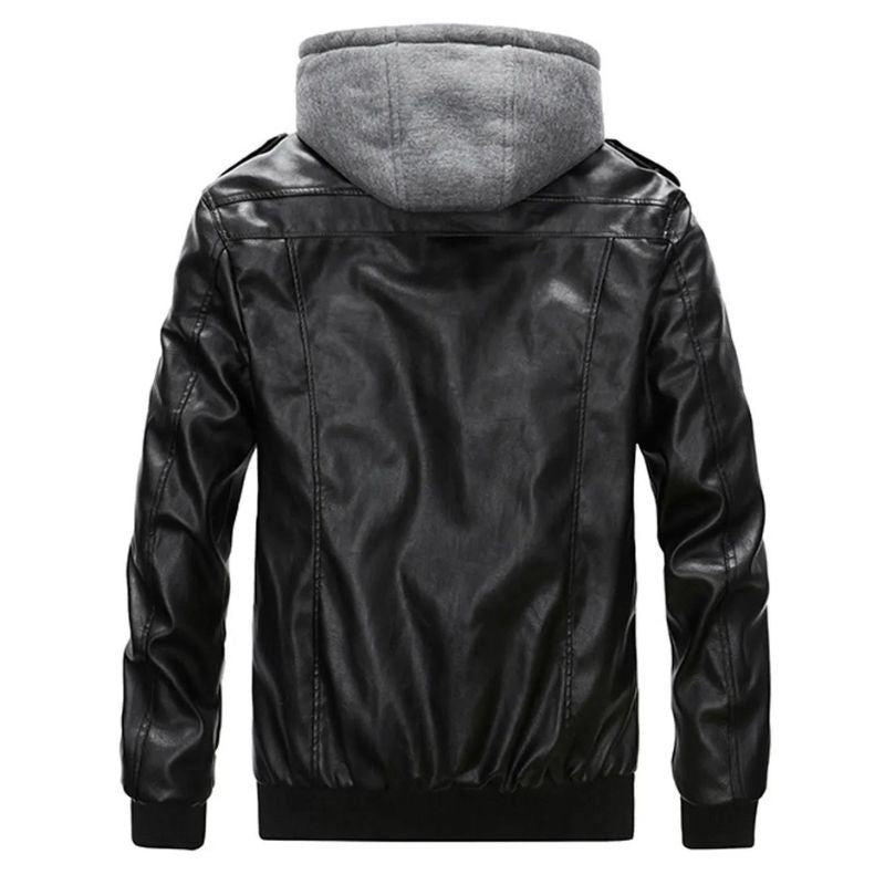 Veste en simili PU à capuche pour homme