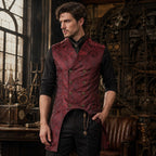 Veste gothique rouge sans manches pour homme