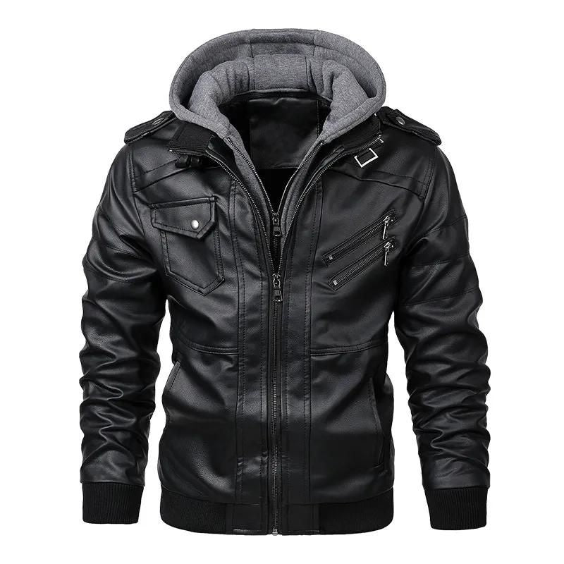 Veste homme à capuche en simili PU