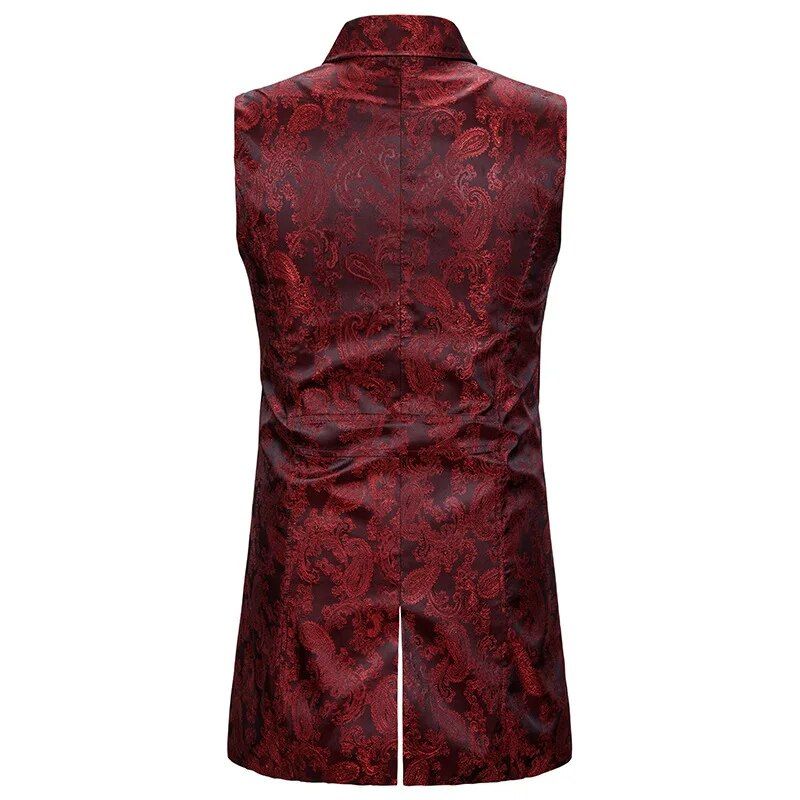 Veste homme rouge de costume gothique sans manches