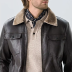 Veste homme style aviateur avec col fourrure