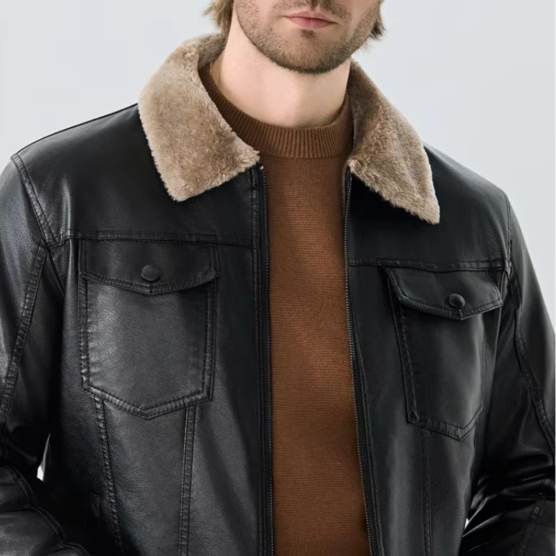 Veste masculine aviateur dotée d'un col fourrure