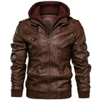 Veste masculine en simili PU avec capuche