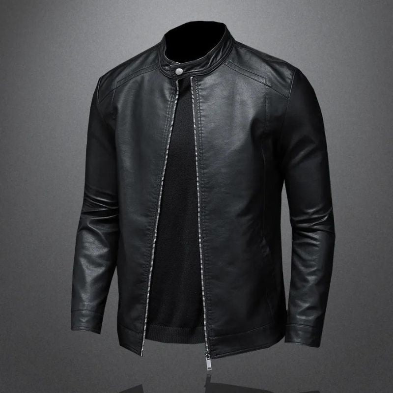 Veste masculine en simili PU esprit motard