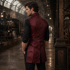 Veste masculine rouge sans manches de costume gothique