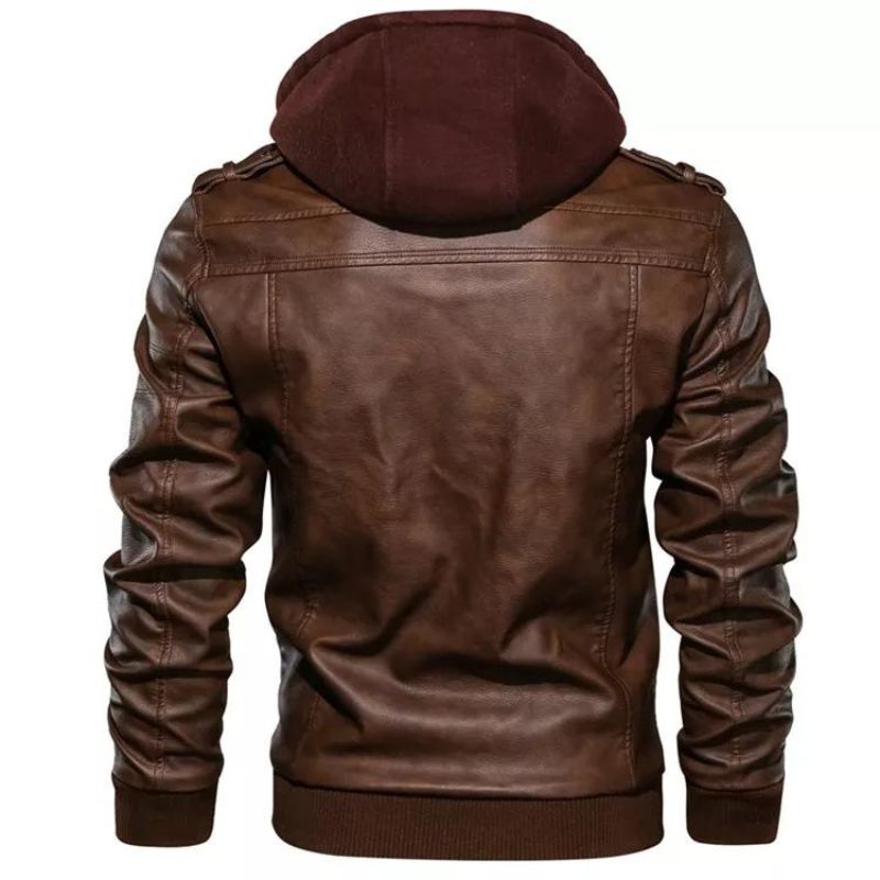 Veste pour homme avec capuche en simili PU