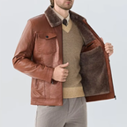 Veste pour homme d'inspiration aviateur col fourrure