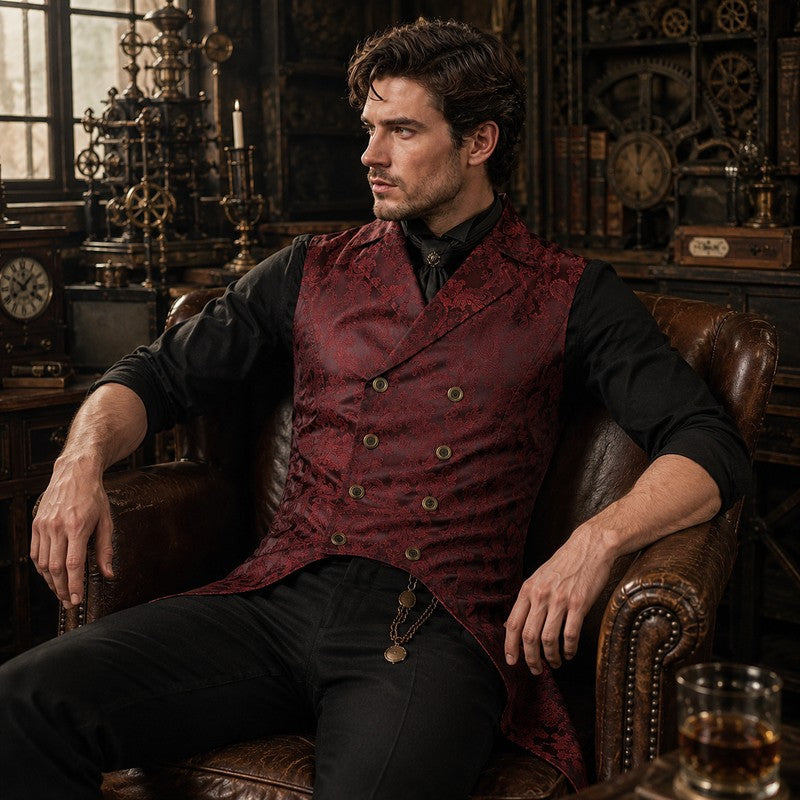Veste sans manches rouge pour homme style gothique
