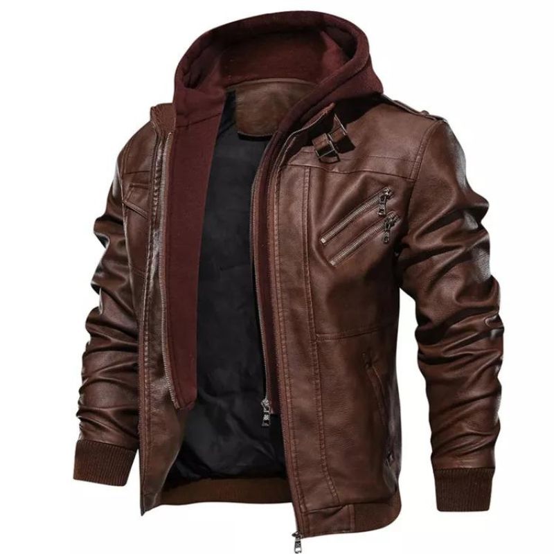 Veste simili PU homme dotée d’une capuche