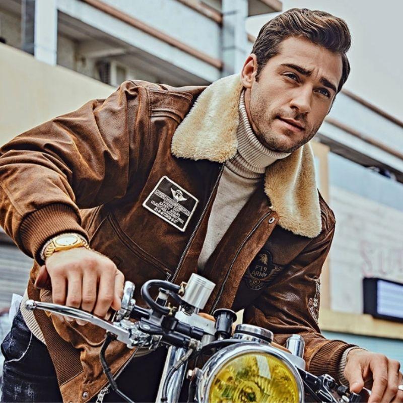 Veste steampunk en cuir style aviateur