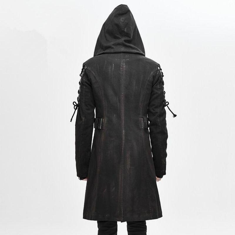 Veste steampunk façon trench-coat avec capuche