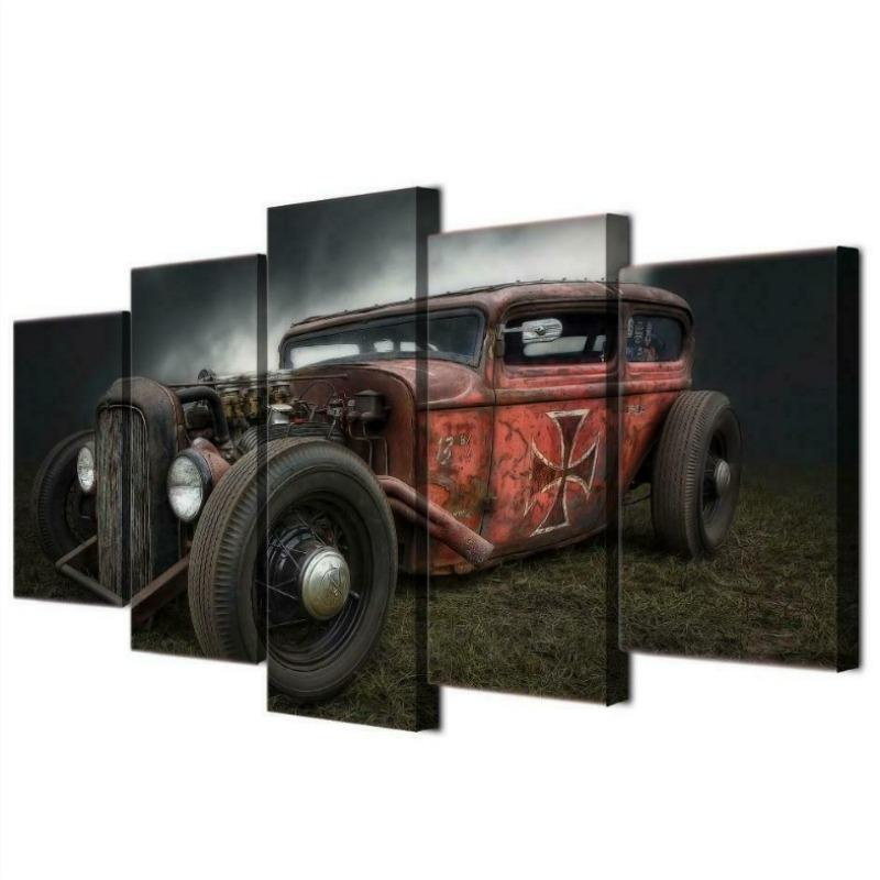 Voiture vintage sur tableau décoratif